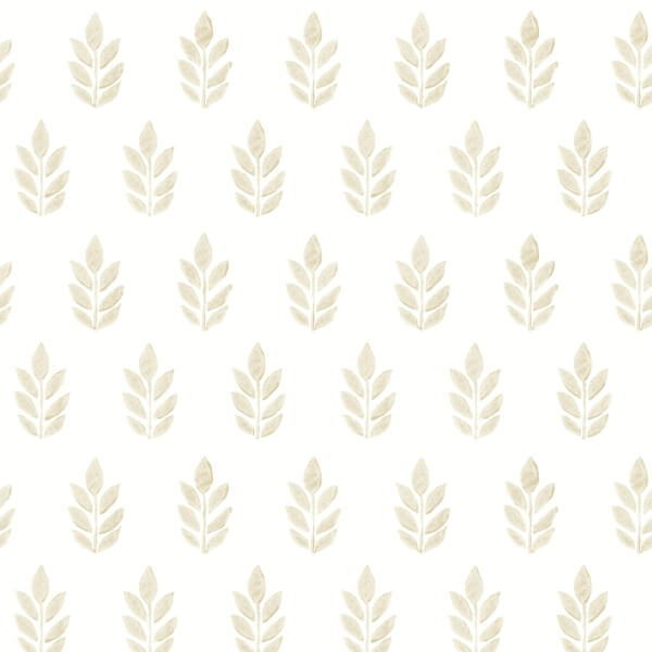 Ervic Blue Leaf Block Print Wallpaper
