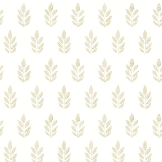Ervic Blue Leaf Block Print Wallpaper