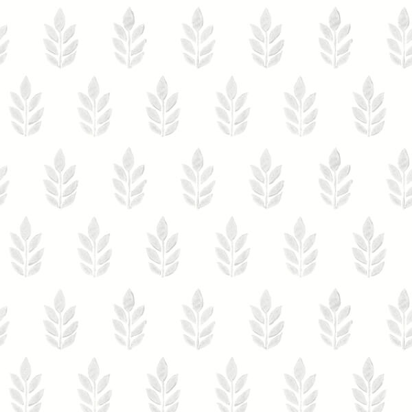 Ervic Light Grey Leaf Block Print Wallpaper