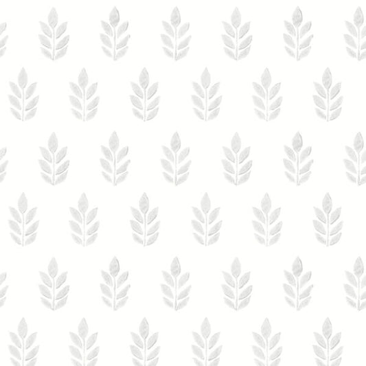 Ervic Light Grey Leaf Block Print Wallpaper