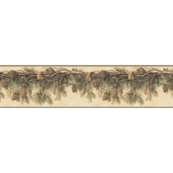 Coulter Olive Pinecone Forest Wallpaper