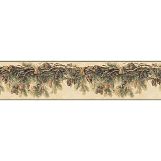 Coulter Olive Pinecone Forest Wallpaper