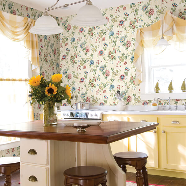 Chrysanthemum Multicolor Jacobean Wallpaper