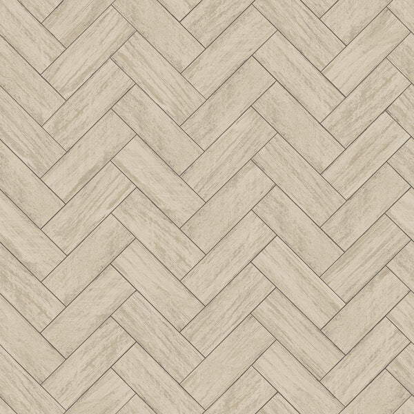Kaliko Taupe Wood Herringbone Wallpaper