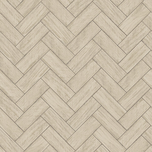 Kaliko Taupe Wood Herringbone Wallpaper