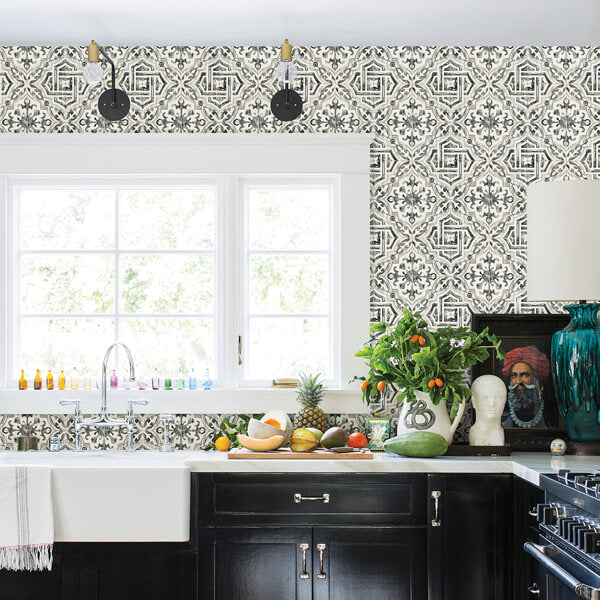 Sonoma Black Spanish Tile Wallpaper