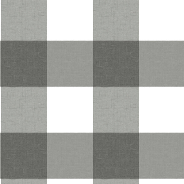 Amos Charcoal Gingham Wallpaper