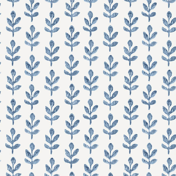 Whiskers Blue Leaf Wallpaper