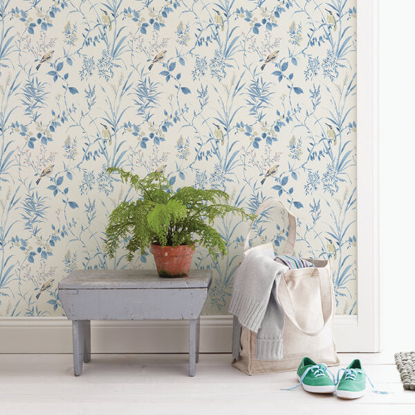 Imperial Garden Blue Botanical Wallpaper