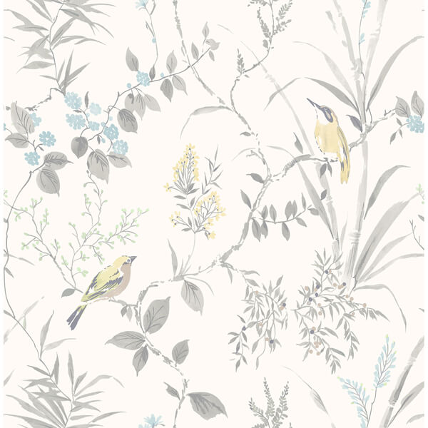 Imperial Garden Grey Botanical Wallpaper