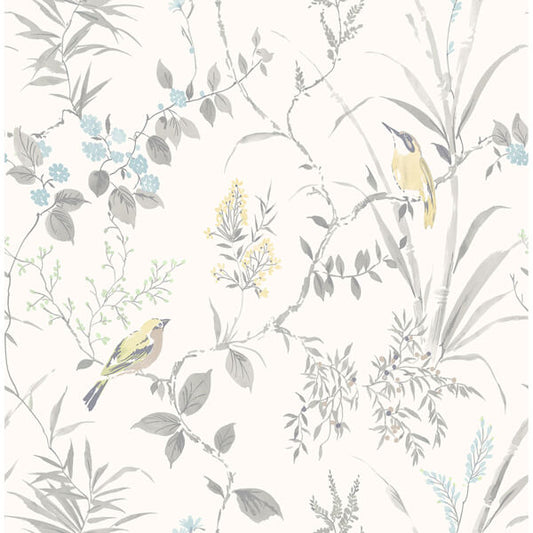 Imperial Garden Grey Botanical Wallpaper