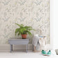 Imperial Garden Grey Botanical Wallpaper