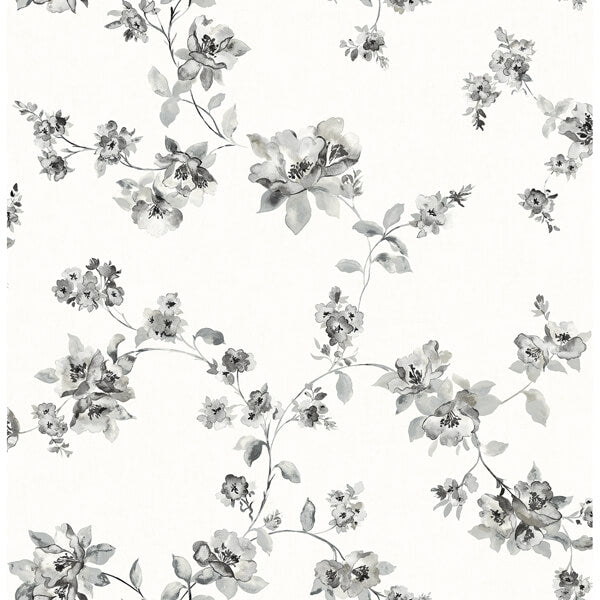 Cyrus Charcoal Festive Floral Wallpaper