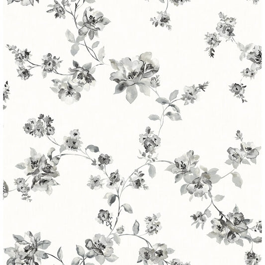 Cyrus Charcoal Festive Floral Wallpaper