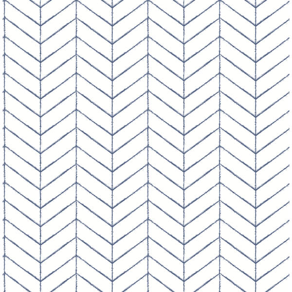 Bison Blue Herringbone Wallpaper