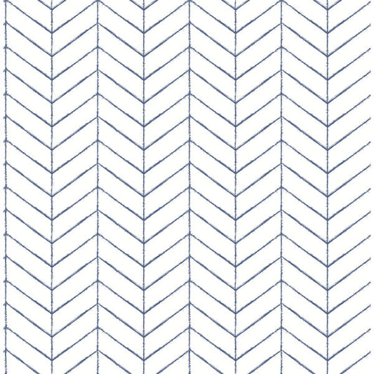 Bison Blue Herringbone Wallpaper