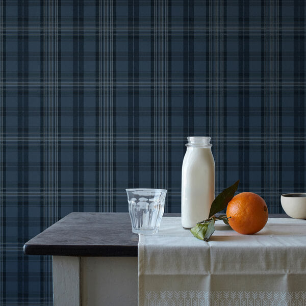 Austin Navy Plaid Wallpaper