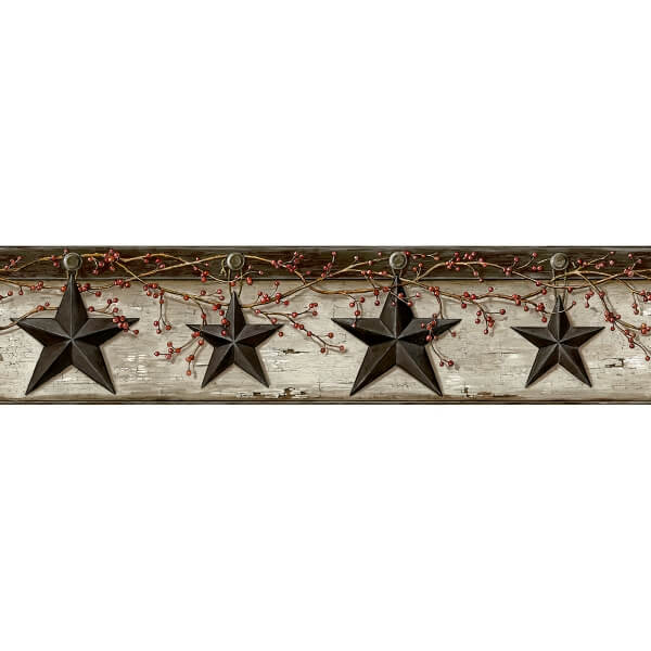 Ennis Black Rustic Barn Star Wallpaper