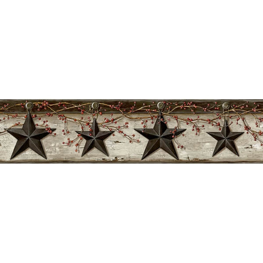 Ennis Black Rustic Barn Star Wallpaper