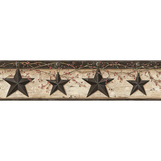 Ennis Charcoal Rustic Barn Star Wallpaper