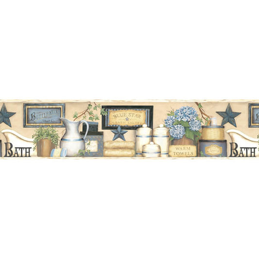 Martha Blue Country Bath Wallpaper