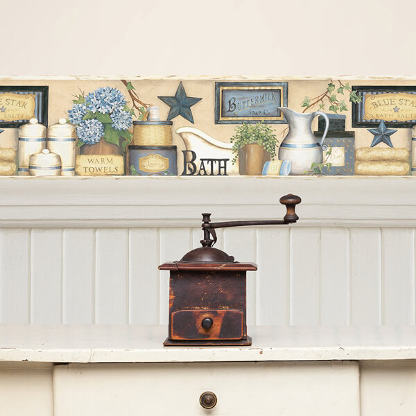 Martha Blue Country Bath Wallpaper