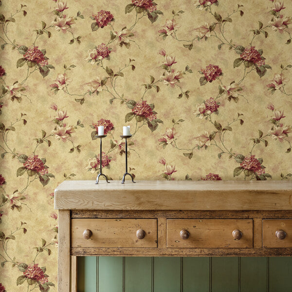 Magnolia Yellow Hydrangea Trail Wallpaper