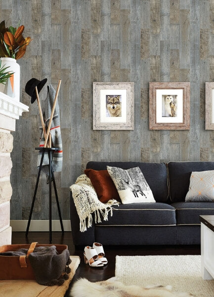 Chebacco Slate Wood Planks Wallpaper