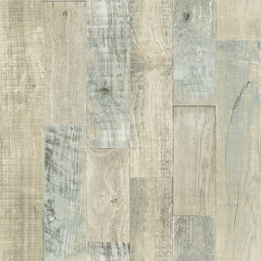 Chebacco Taupe Wood Planks Wallpaper