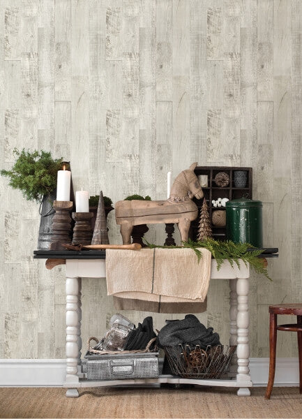 Chebacco Grey Wood Planks Wallpaper