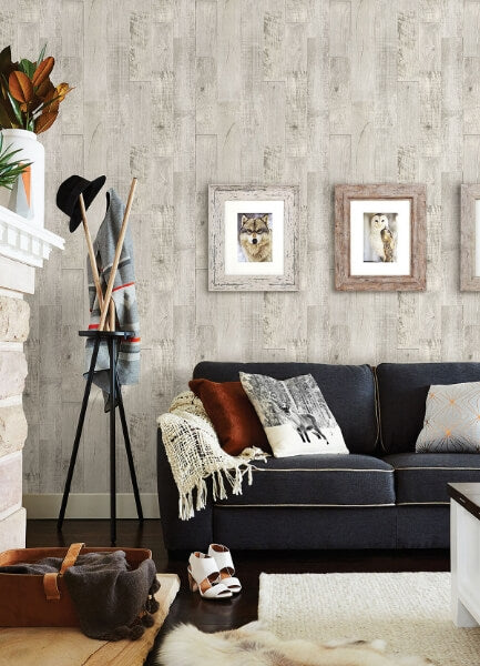 Chebacco Grey Wood Planks Wallpaper