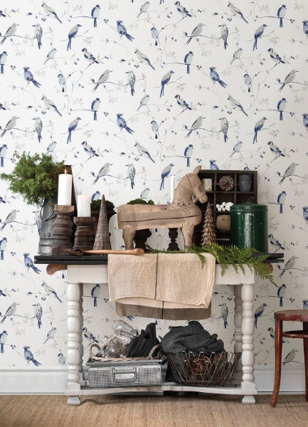 Birdsong Blue Trail Wallpaper
