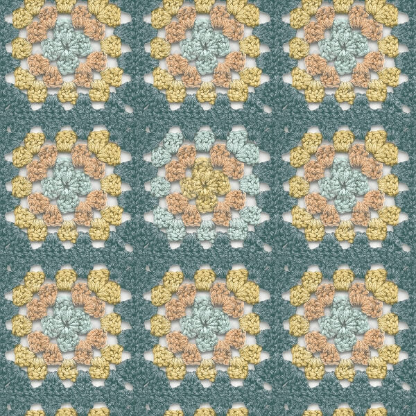 Maud Teal Crochet Geometric Wallpaper