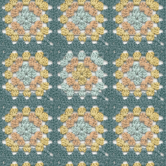 Maud Teal Crochet Geometric Wallpaper