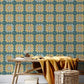 Maud Teal Crochet Geometric Wallpaper