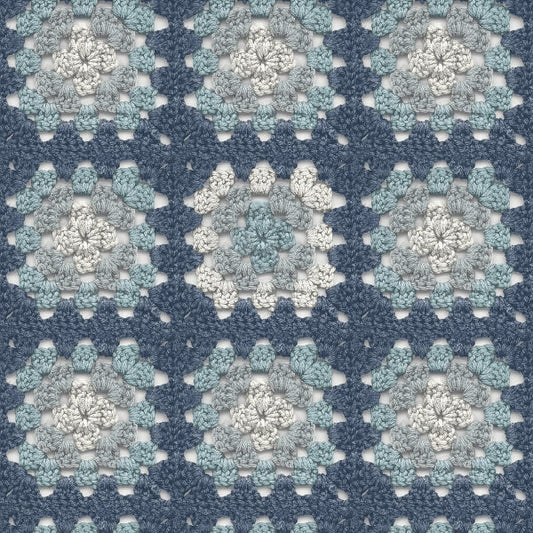 Maud Blue Crochet Geometric Wallpaper