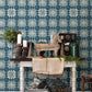 Maud Blue Crochet Geometric Wallpaper