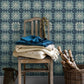 Maud Blue Crochet Geometric Wallpaper