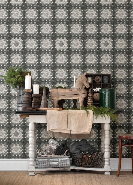 Maud Grey Crochet Geometric Wallpaper