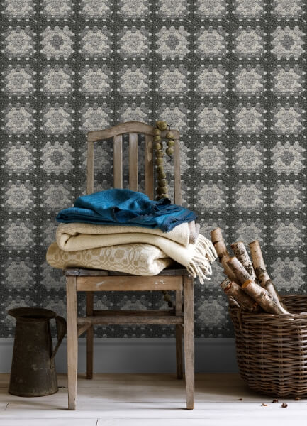Maud Grey Crochet Geometric Wallpaper