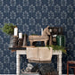Plum Tree Dark Blue Botanical Wallpaper