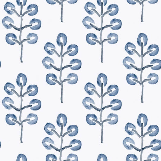 Plum Tree Blue Botanical Wallpaper