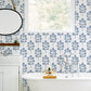 Plum Tree Blue Botanical Wallpaper