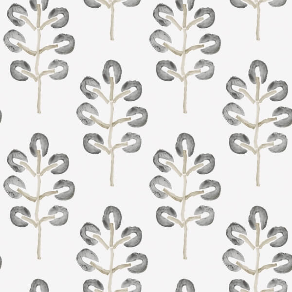 Plum Tree Black Botanical Wallpaper