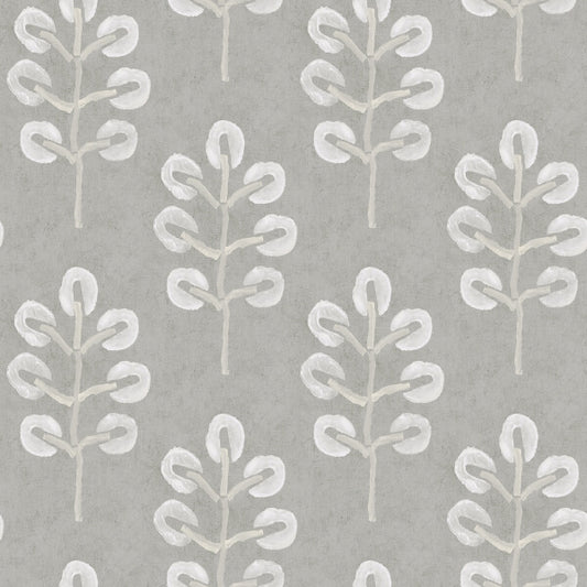 Plum Tree Grey Botanical Wallpaper