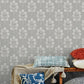 Plum Tree Grey Botanical Wallpaper