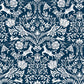 Forest Dance Navy Damask Wallpaper