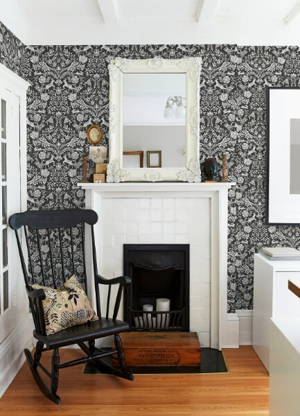 Forest Dance Charcoal Damask Wallpaper