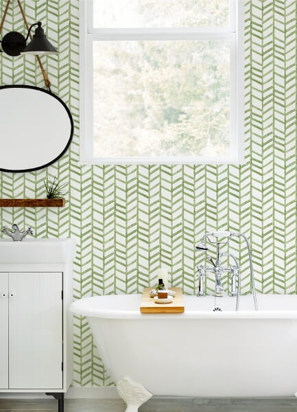 Fletching Green Geometric Wallpaper
