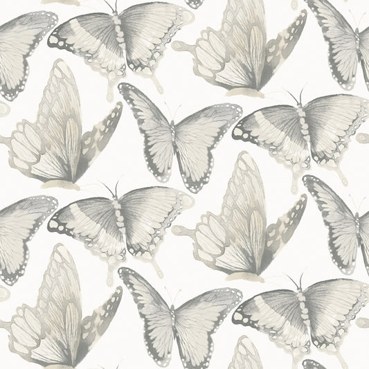 Janetta Grey Butterfly Wallpaper
